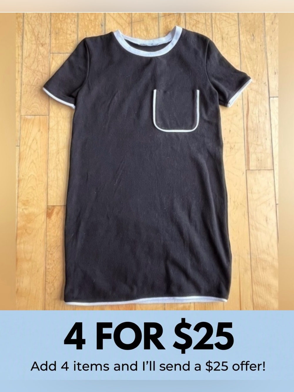 Zara Trafaluc Black and White T-Shirt Dress Size Small